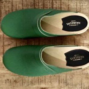 Green Hasbeens Swedish Clogs Husband Style Size 41/10
